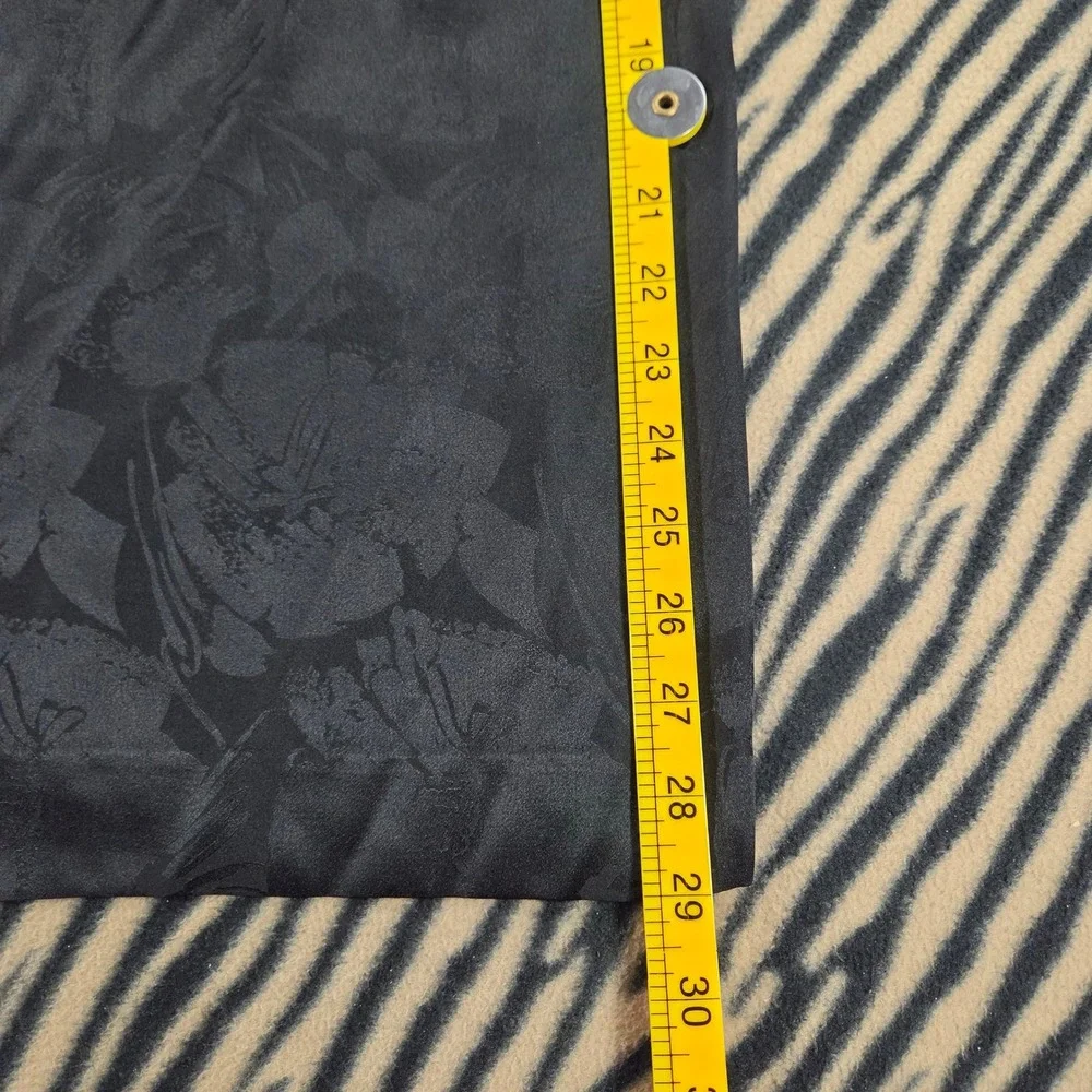Vintage Adrianna Papell Too Black Silk Jacquard Floral Midi Skirt Plus Size 22